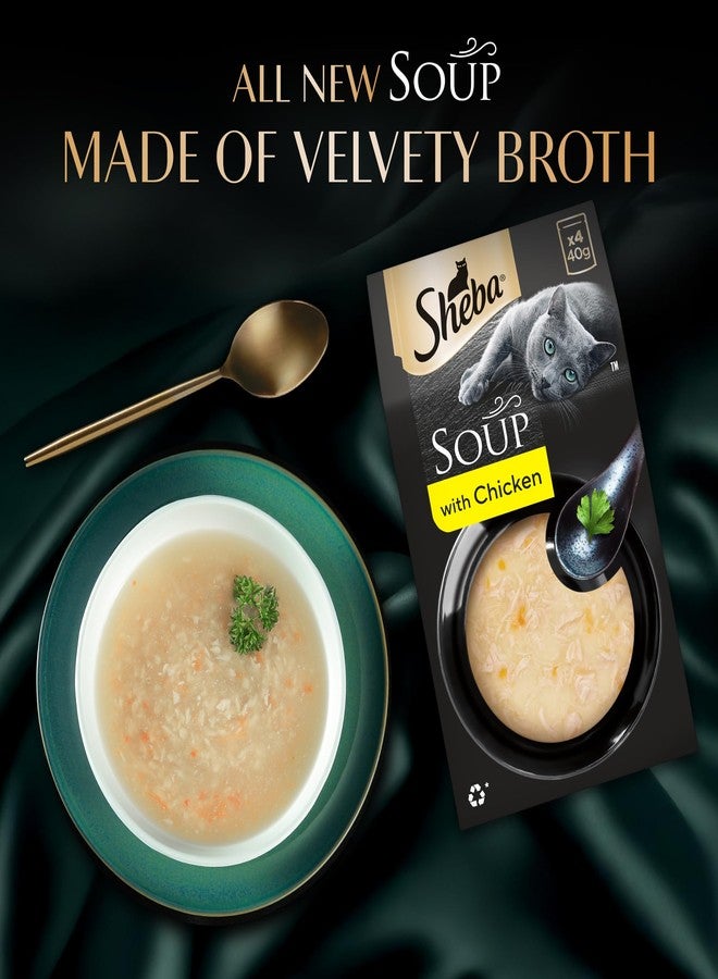 Sheba Soup with Chicken Adult Wet Cat Food, 160g (4 x 40g), Finely Sliced Pieces of Chicken in Smooth, Silky and Velvety Broth - Image 3